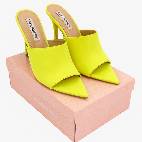 Cape Robbin Neon Lime Heeled Mules - Picture 1 of 4